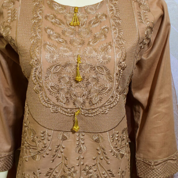 brown Cotton Stitched Suit Detail