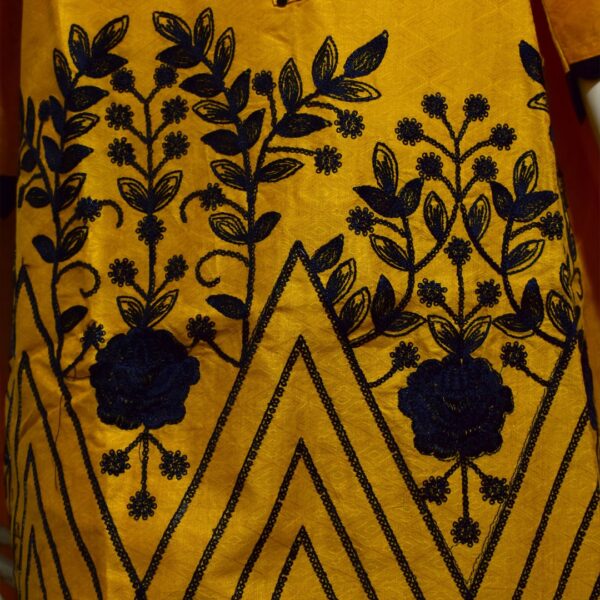 Cotton Suit Stitched Mustard Detail