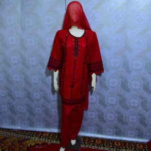 Red Cotton Suit Stitched