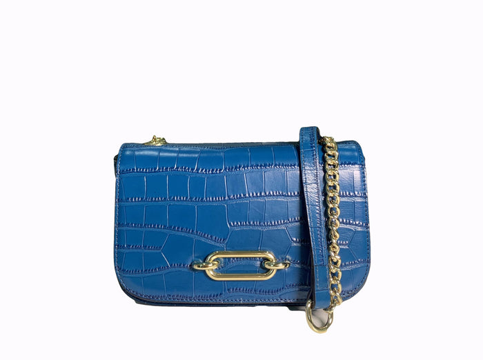 Charme Blue Leather Handbag
